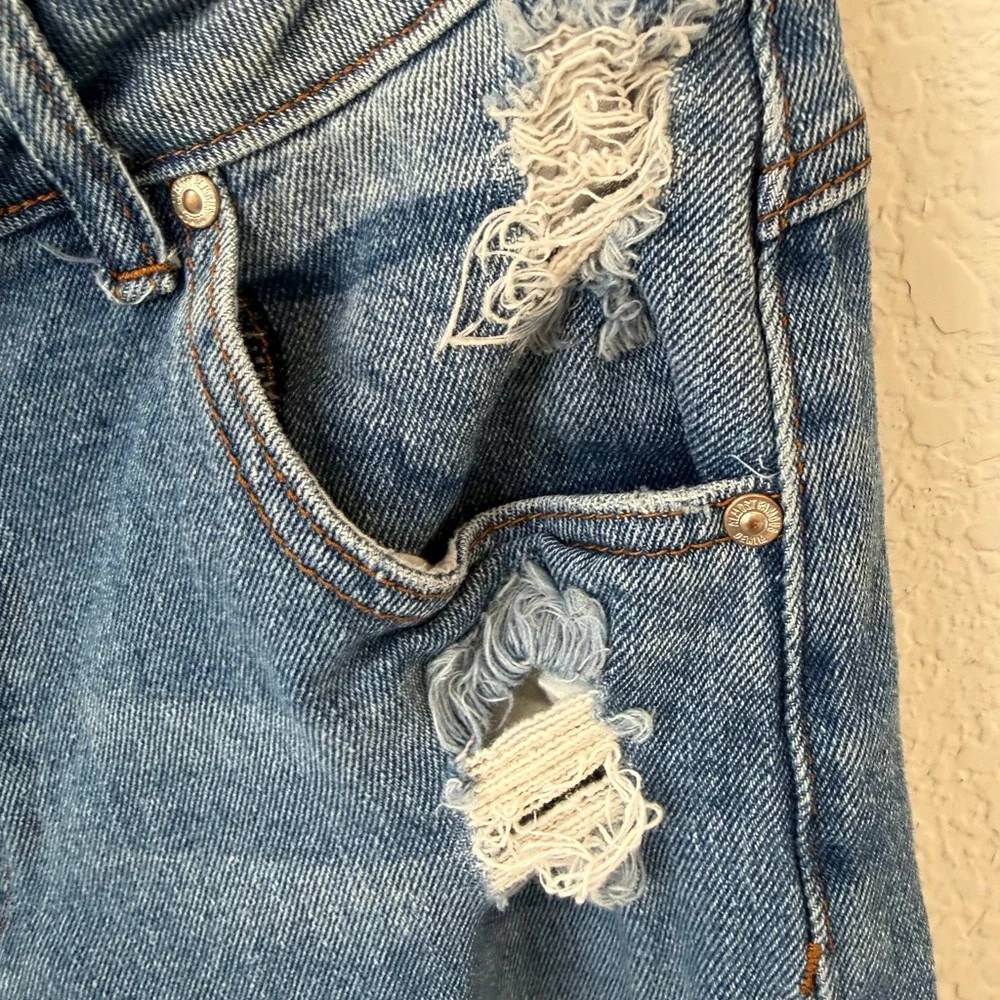 Almost Famous women's Light Blue Distressed flared Jeans